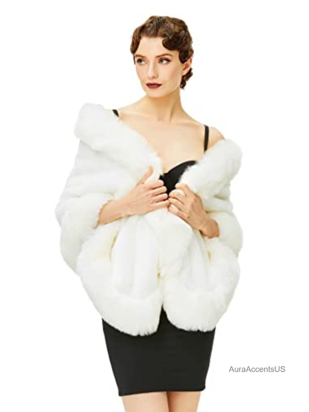 Faux Fur Shawl Wrap Cape Hook Eye Closure One Size